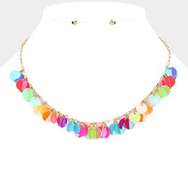 Sequin Charm Station Paperclip Chain Necklace