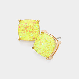 Druzy Square Cluster Stud Earrings