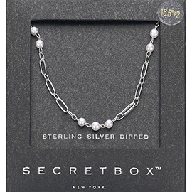 SECRET BOX_Sterling Silver Dipped Pearl Paper Clip Chain Necklace