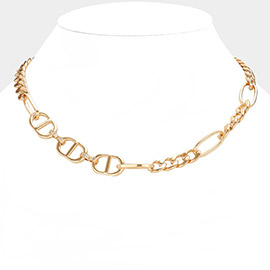 SECRET BOX_Brass Metal Double D Link Necklace