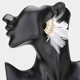 Marquise Stone Cluster Feather Earrings