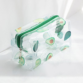 Avocado Pattern Printed Transparent Pouch Bag