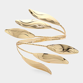 Metal Leaf Pointed Bangle Bracelet