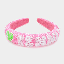 TENNIS Message Seed Beaded Headband