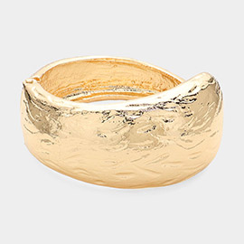 Hammered Metal Hinged Bangle Bracelet