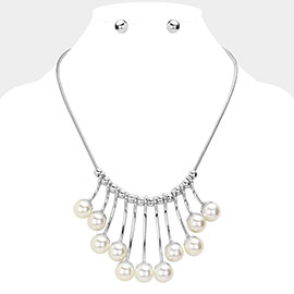 Pearl Tip Bar Embellished Necklace