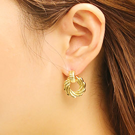 14K Gold Dipped Spiral Whirl Earrings