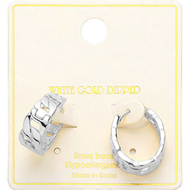 White Gold Dipped Bold Chain Hoop Huggie Earrings