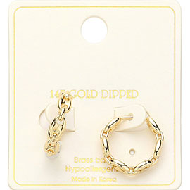 14K Gold Dipped Farandole Link Huggie Hoop Earrings