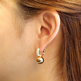 14K Gold Dipped CZ Paved Ball Pointed Earrings