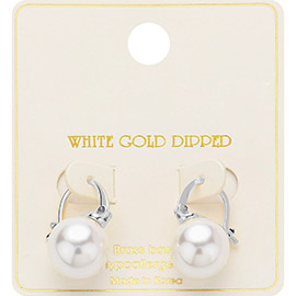 White Gold Dipped Pearl Pin Catch Earrings