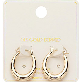 14K Gold Dipped Oval Hoop Pin Catch Earrings