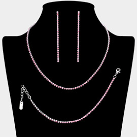 Rhinestone Paved Chain Necklace Jewelry Set