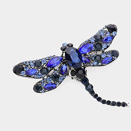 Stone Embellished Dragonfly Pin Brooch