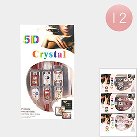 12Pack - 5D Crystal Press On Nail Set