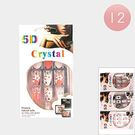 12Pack - 5D Crystal Press On Nail Set