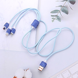 Bling Studded 3 in 1 Charging Cable