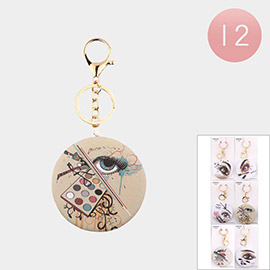 12PCS - Abstract Eye Printed Round Compact Mirror Keychains