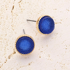 Round Druzy Stud Earrings