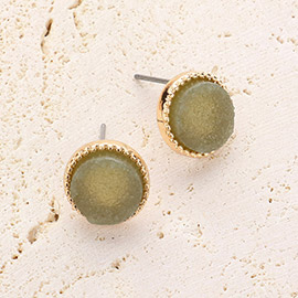 Round Druzy Stud Earrings