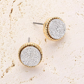 Round Druzy Stud Earrings