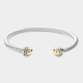 Two Tone Textured Metal Cuff Bracelet