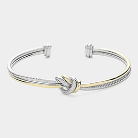 Two Tone Knot Pointed Cuff Bracelet