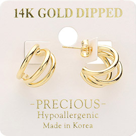 14K Gold Dipped Hypoallergenic Split Hoop Earrings