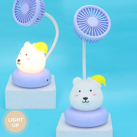 Mini Bear LED Night Light Desk Fan