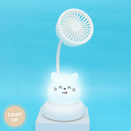 Mini Kitty LED Night Light Desk Fan