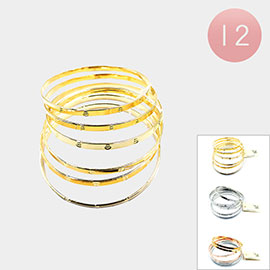 12 SET OF 6 - Metal Multi Layered Bangle Bracelets