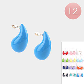 12Pairs - Resin Teardrop Earrings