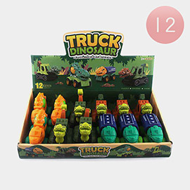 12PCS - Truck Dinosaur Pull Back Car Series Toys