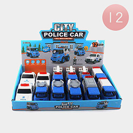 12PCS - City Police Pull Back Function Car Toys