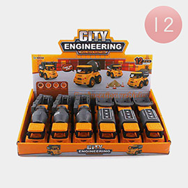 12PCS - City Engineering Pull Back Function Truck Toys