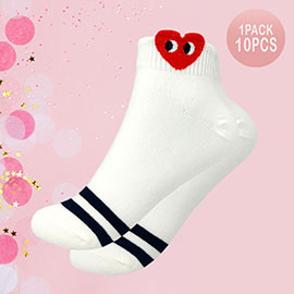 10Pairs - Heart Face Pointed Socks