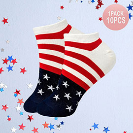 10Pairs - American USA Flag Printed Socks