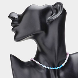 Semi Precious Faceted Beaded Choker Necklace