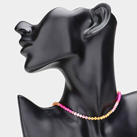 Semi Precious Faceted Beaded Choker Necklace