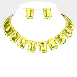 Emerald Cut Stone Link Evening Necklace