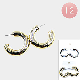 12Pairs - Metal Hoop Earrings
