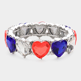 American USA Heart Stone Stretch Evening Bracelet