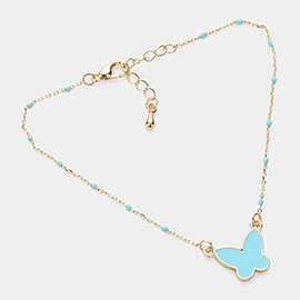 Enamle Butterfly Pendant Pointed Bracelet