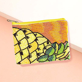 Pineapple Seed Beaded Mini Pouch Bag