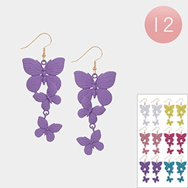 12Pairs - Butterfly Link Dropdown Dangle Earrings