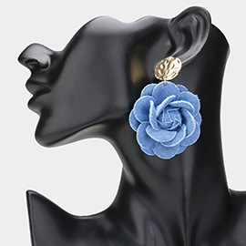 Rose Denim Dangle Earrings