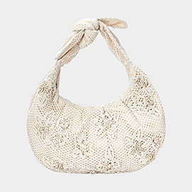 Flower Pointed Crochet Shoulder Bag