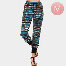 Medium - Blue Square Bead Prints Jogger Pants