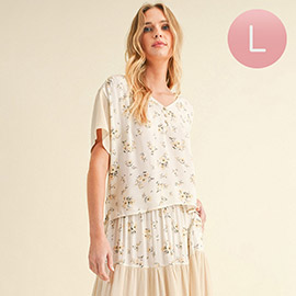 Large - Womens Floral Flowy Top