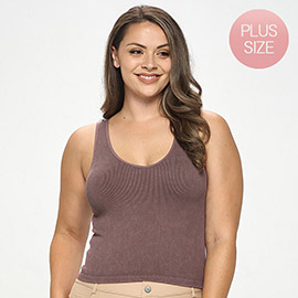 Plus - Womens Seamless Reversible Stonewashed Ribbed Tank